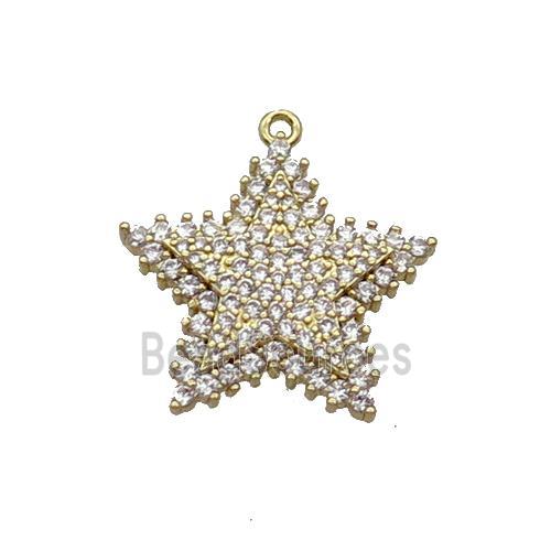 Copper Star Pendant Pave Zircon Gold Plated