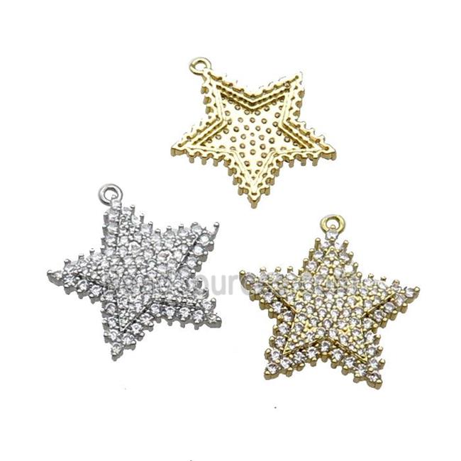 Copper Star Pendant Pave Zircon Mixed