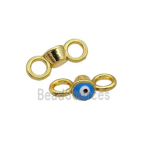 Copper Connector Evil Eye Blue Enamel Gold Plated