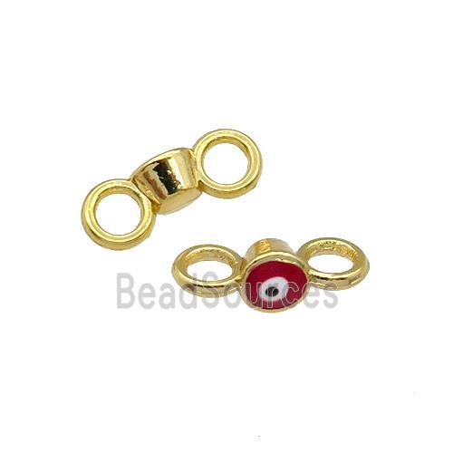 Copper Connector Evil Eye Red Enamel Gold Plated