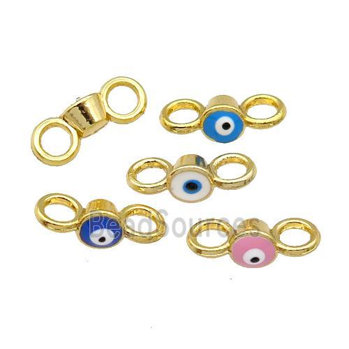 Copper Connector Evil Eye Mix Enamel Gold Plated