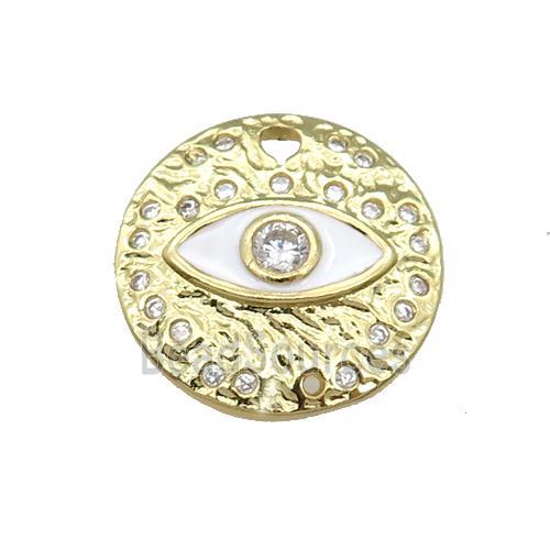 Copper Circle Eye Pendant White Enamel Gold Plated