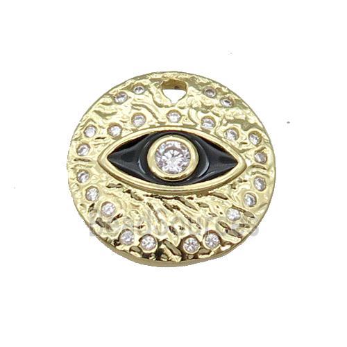 Copper Circle Eye Pendant Black Enamel Gold Plated