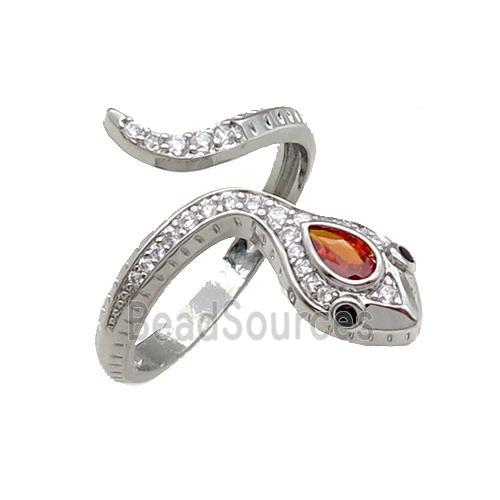 Copper Snake Ring Pave Zircon Platinum Plated