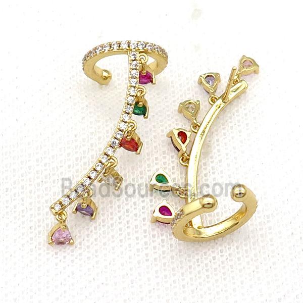 Copper Clip Earring Pave Multicolor Zircon Gold Plated