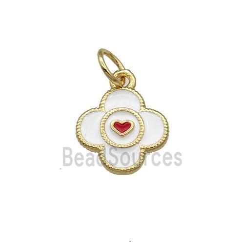 Copper Clover Pendant White Enamel Gold Plated