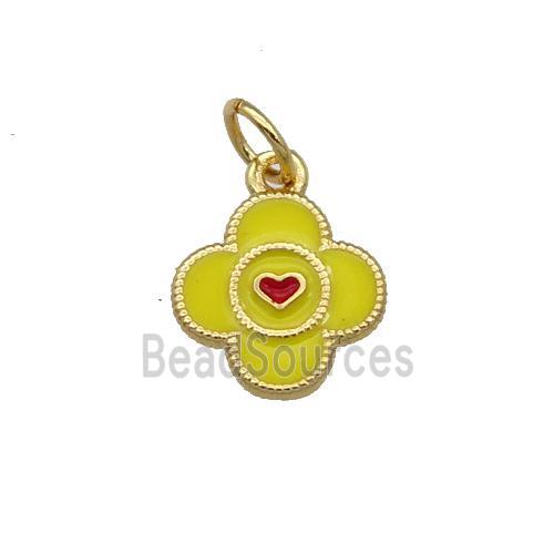 Copper Clover Pendant Yellow Enamel Gold Plated