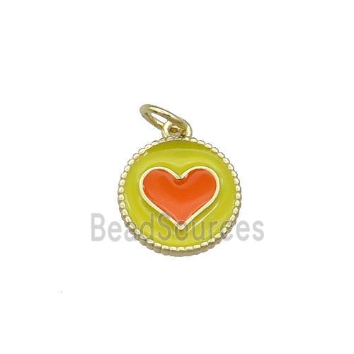 Copper Circle Hart Pendant Yellow Enamel Gold Plated