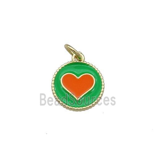 Copper Circle Hart Pendant Green Enamel Gold Plated