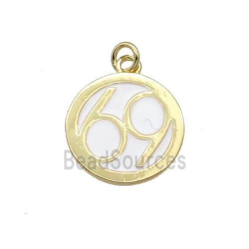 Copper Circle 69 Pendant White Enamel Gold Plated