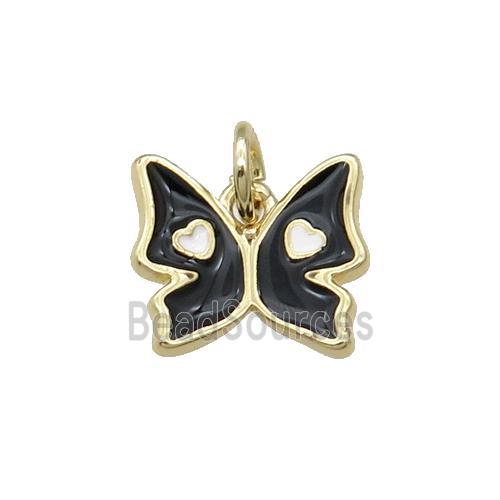 Copper Butterfly Pendant Black Enamel Gold Plated