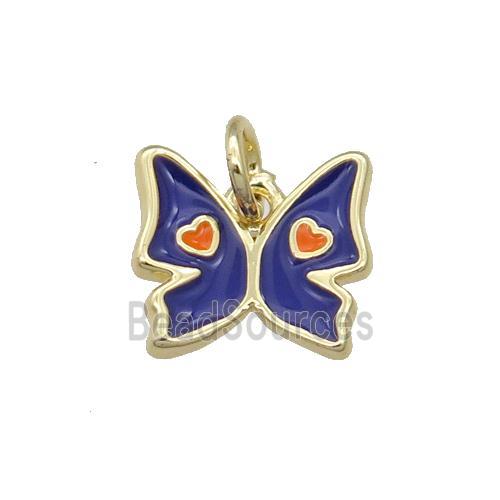 Copper Butterfly Pendant Blue Enamel Gold Plated