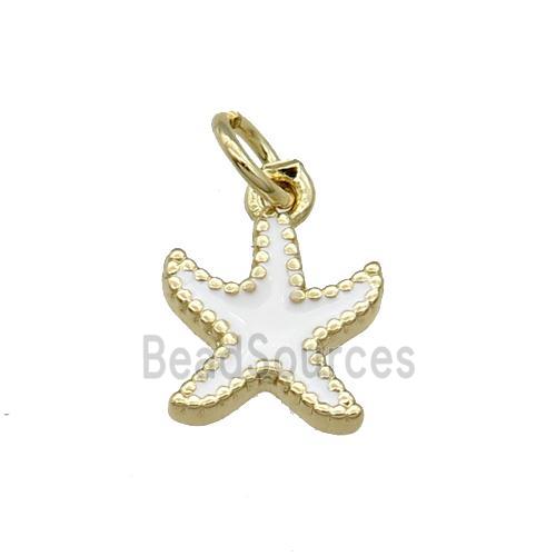 Copper Starfish Pendant White Enamel Gold Plated