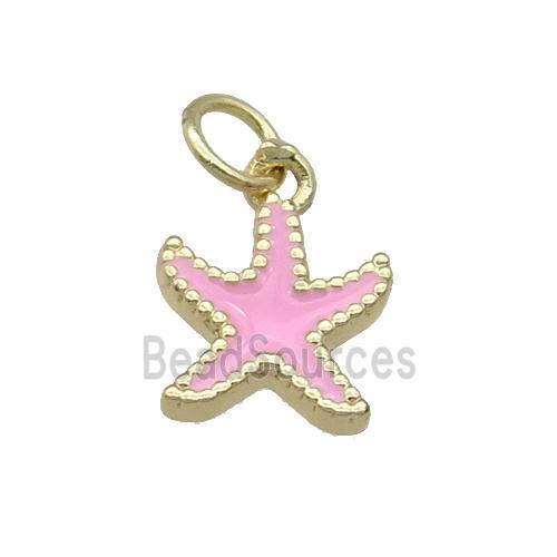 Copper Starfish Pendant Pink Enamel Gold Plated