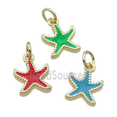 Mix Copper Starfish Pendant Enamel Gold Plated