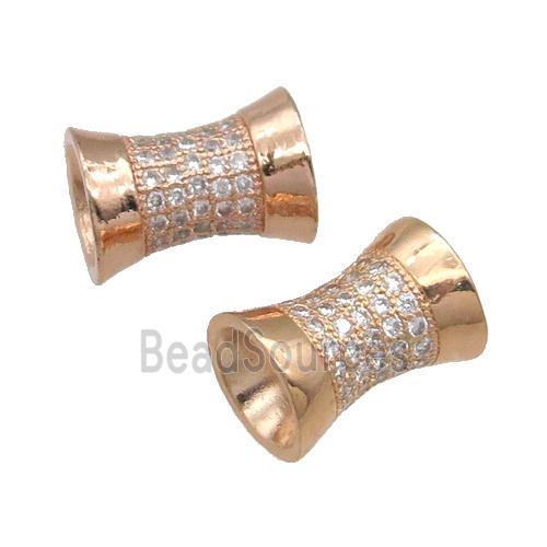 Copper Bamboo Beads Pave Zircon Rose Gold