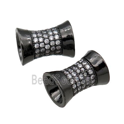 Copper Bamboo Beads Pave Zircon Black Plated