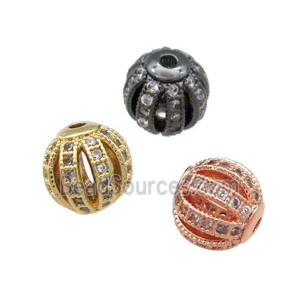 Copper Round Spacer Beads Pave Zircon Watermelon Mixed