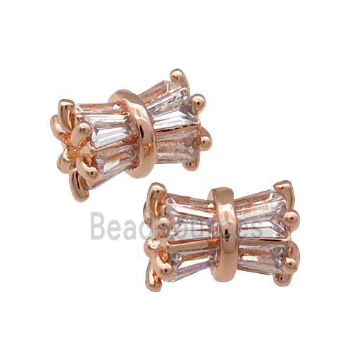 Copper Tube Beads Pave Zircon Rose Gold