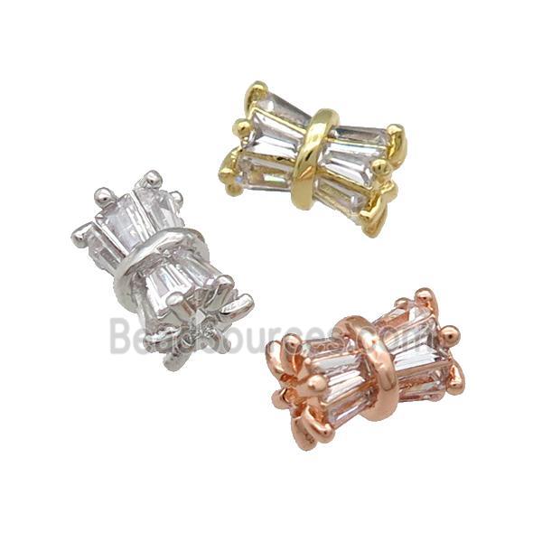 Copper Tube Beads Pave Zircon Mixed