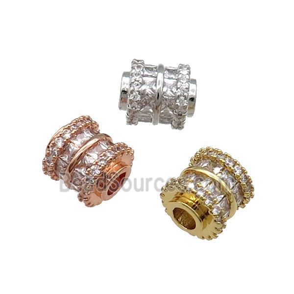 Copper Tube Beads Pave Zircon Large Hole Mixed