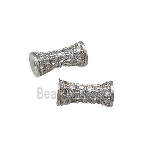 Copper Bamboo Beads Pave Zircon Platinum Plated