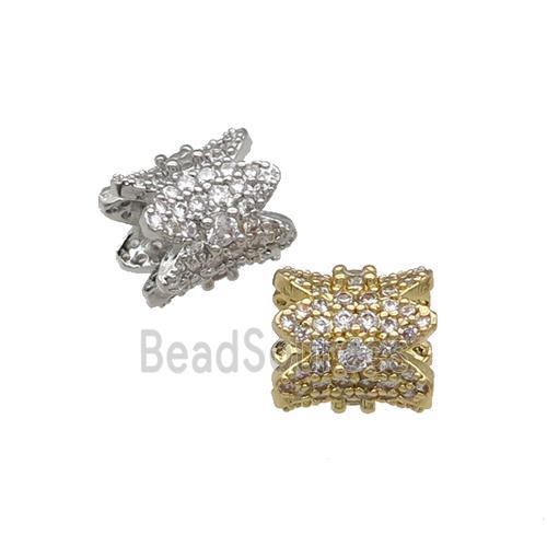 Copper Tube Beads Pave Zircon Large Hole Mixed