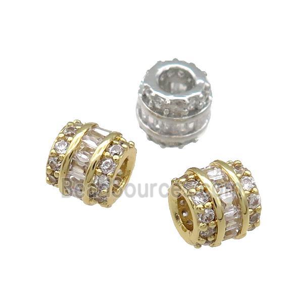 Copper Tube Beads Pave Zircon Large Hole Mixed