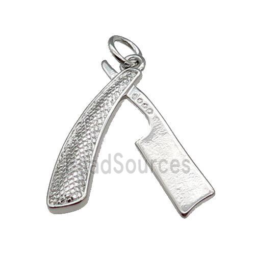 Copper Razor Charm Pendant Platinum Plated