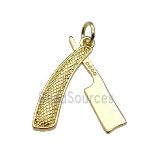 Copper Razor Charm Pendant Gold Plated