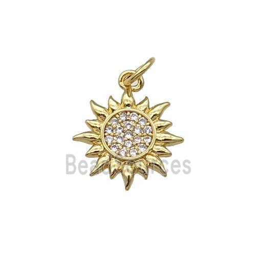 Copper Sun Charm Pendant Pave Zircon Gold Plated