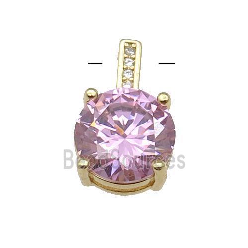 Copper Pendant Pave Pink Crystal Diamond Gold Plated