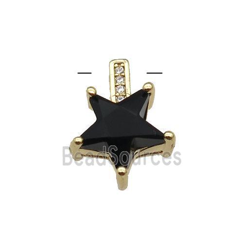 Copper Star Pendant Pave Black Crystal Gold Plated