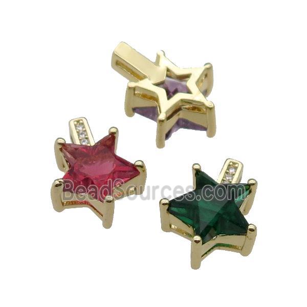 Copper Star Pendant Pave Crystal Gold Plated Mixed