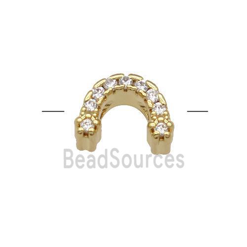 Copper U-Beads Pave Zircon Gold Plated