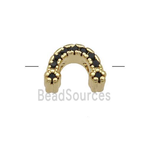 Copper U-Beads Pave Black Zircon Gold Plated