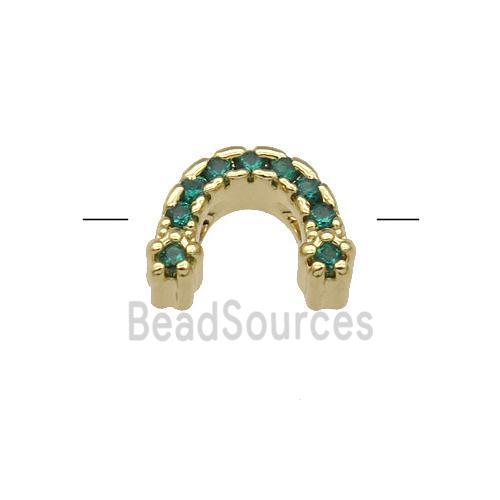 Copper U-Beads Pave Green Zircon Gold Plated