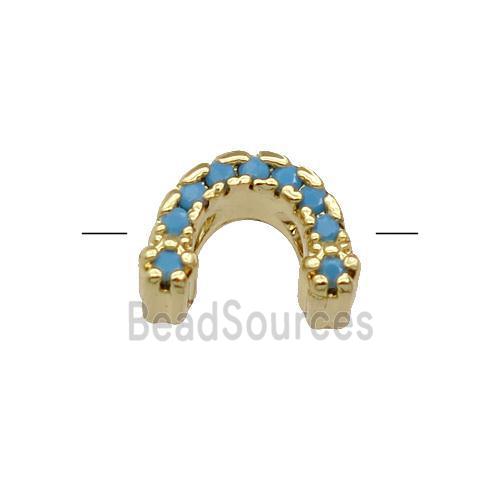 Copper U-Beads Pave Turq Zircon Gold Plated