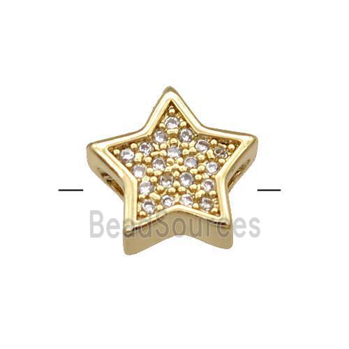 Copper Star Beads Pave Zircon Gold Plated