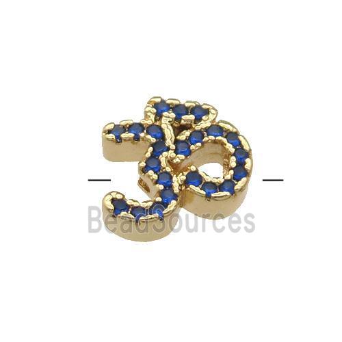 Copper Symbols Hindu Beads Pave Blue Zircon Gold Plated