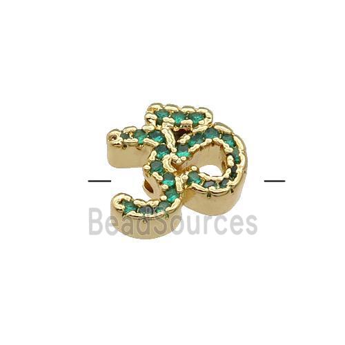 Copper Symbols Hindu Beads Pave Green Zircon Gold Plated