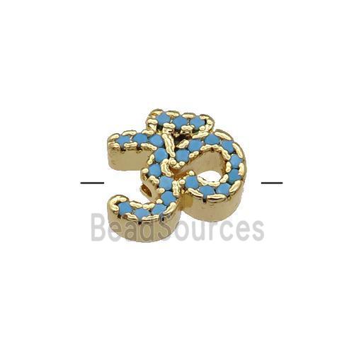 Copper Symbols Hindu Beads Pave Turq Zircon Gold Plated