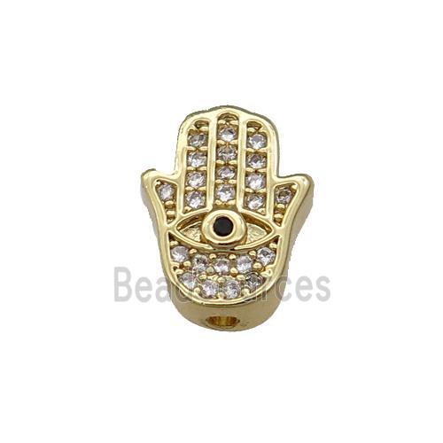 Copper Hamsahand Beads Pave Zircon Gold Plated