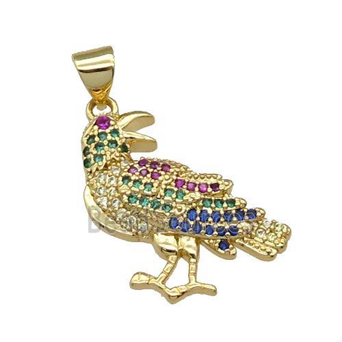 Copper Birds Pendant Pave Zircon Gold Plated