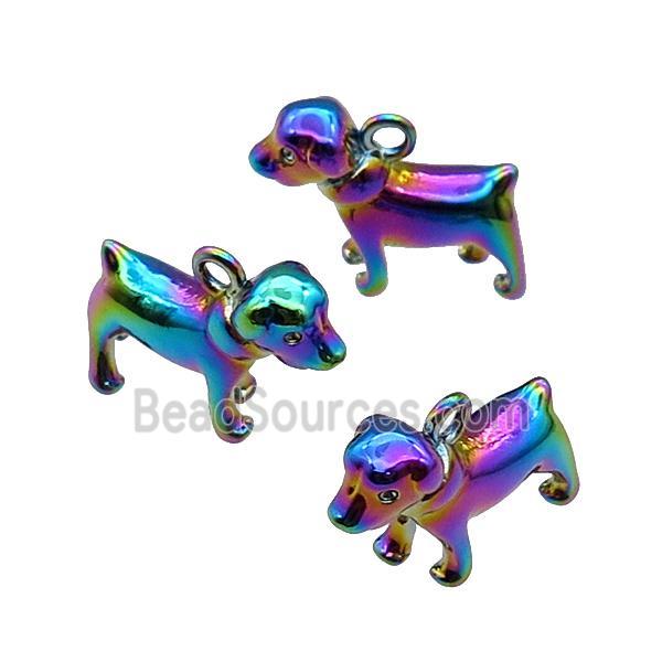 Copper Dog Charm Pendant Rainbow Electroplated