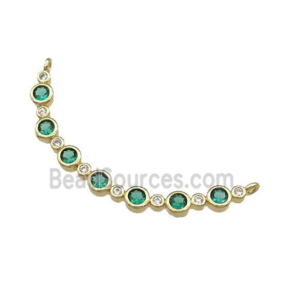 Copper Stick Pendant Pave Green Zircon 2loops Gold Plated