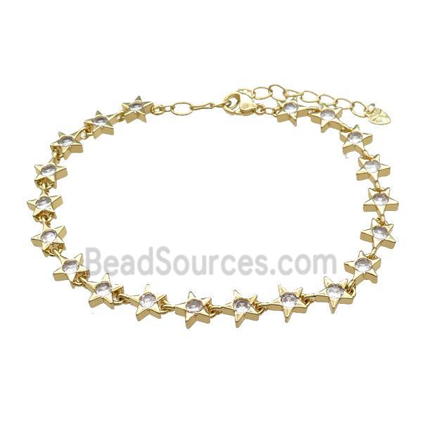 Copper Star Bracelet Pave Zircon Gold Plated