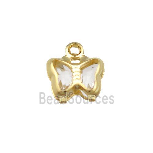 Copper Butterfly Pendant Pave Crystal Gold Plated