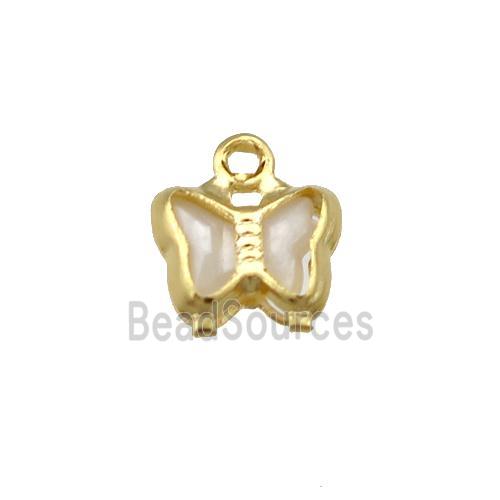 Copper Butterfly Pendant Pave Crystal Gold Plated