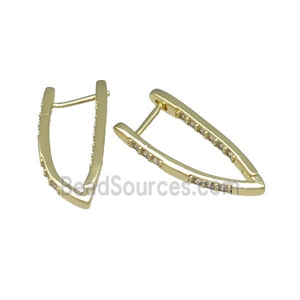 Copper Latchback Earring Pave Zircon Gold Plated